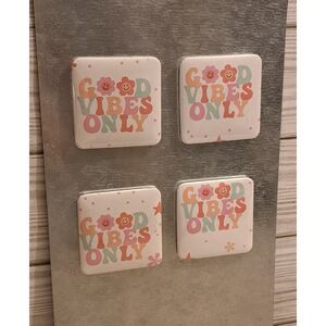 Set of “Good Vibes Only” Refrigerator Magnets- Retro, Vintage, Floral